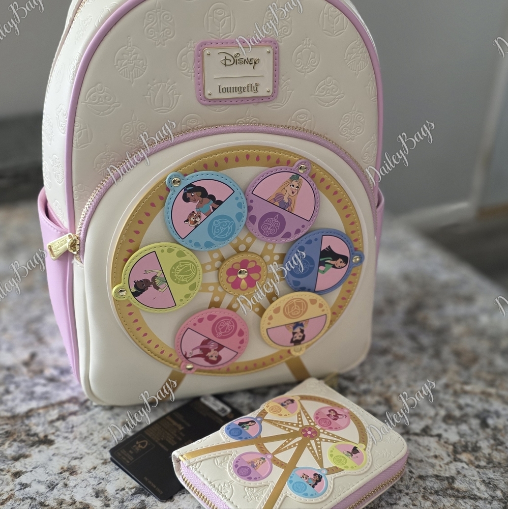 Disney Princess Carousel Loungefly Mini Backpack And Wallet Set